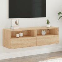 Berkfield Home TV Wall Cabinet Sonoma Oak 100x30x30 cm Engineered Wood in Brown | Size: 100 x 30 x 30 cm