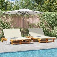 Berkfield Home Double Sun Lounger with Wheels & Cushion - Solid Acacia Wood in Brown