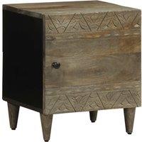 Berkfield Home Bedside Cabinet Light Grey 40x33x46 cm Solid Wood Mango | Size: 40 x 33 x 46 cm