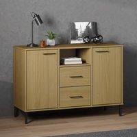 Berkfield Home Sideboard with Metal Legs Brown 113x40x77 cm Solid Wood OSLO | Size: 113 x 40 x 77 cm