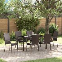 Berkfield Home 7 Piece Garden Dining Set Brown Poly Rattan