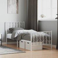 Berkfield Home Metal Bed Frame without Mattress with FootboardWhite 75x190cm in White | Size: 75x190 cm