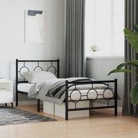 Metal Bed Frame without Mattress with Footboard Black 90x200cm