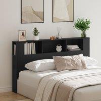 Berkfield Home Headboard Cabinet in Black Oak - 180x18.5x102.5 cm, Made from Engineered Wood | Size: 180x18.5x102.5 cm