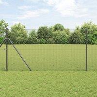 PVC-Coated Fence Post Set Set of 2 Grey PVC-coated metal 25 x 1 m