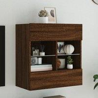 Berkfield Home TV Wall Cabinet with LED Lights Brown Oak 58.5x30x60.5 cm