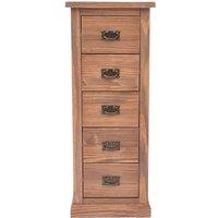 Cabinet Bits Tirolo 5 Drawer Narrow Chest of Drawers Bras Drop Handle in Brown