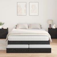 Storage Bed Frame Black oak Engineered wood 140 x 190 cm