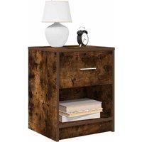 Berkfield Home Bedside Cabinet with Drawer Smoked Oak 40x34x50 cm in Brown | Size: 40 x 34 x 50 cm