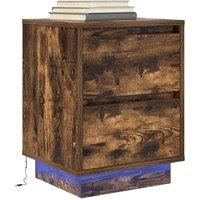 Bedside Cabinet with LED LightsSmoked Oak 38x34x50 cm