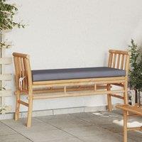 Berkfield Home Garden Bench with Cushion 110 cm Bamboo in Charcoal