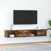 Berkfield Home TV Cabinets 2 pcs Smoked Oak 80x31x25.5 cm Engineered Wood in Brown