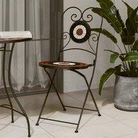 Berkfield Home Bistro Chairs Foldable 2 pcs Terracotta & White Ceramic in Orange