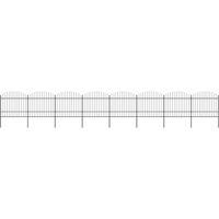 Garden Fence with Spear Top Steel (1.5-1.75)x13.6 m Black