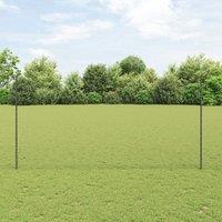 Berkfield Home Fence Posts 22 pcs U-Channel Grey 150 cm Steel, Hexagon Fence Grey 1, 5x50 m Steel