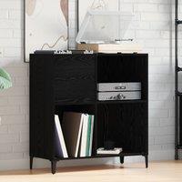 Record Cabinet Black Oak 84,5x38x89 cm Engineered Wood