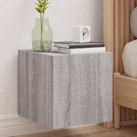 Berkfield Home TV Wall Cabinet with LED Lights Grey Sonoma 30.5x35x30 cm