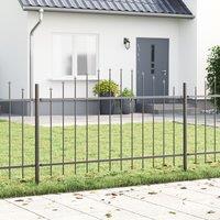 Berkfield Home Garden Fence with Hoop Top - Grey, 11.9 x 1 m Steel in Grey