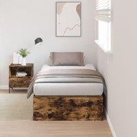 Berkfield Home Storage Bed Frame Smoked Oak 100x200 cm in Brown