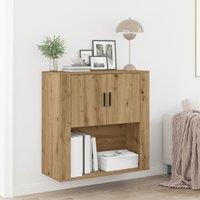 Berkfield Home Wall Cabinet Artisan Oak 80x33x80 cm Engineered Wood in Brown | Size: 80 x 33 x 80 cm