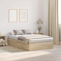 Berkfield Home Storage Bed Frame Sonoma Oak 120x200 cm in Beige