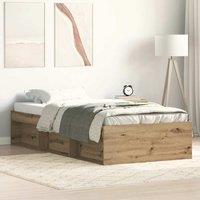 Berkfield Home Bed Frame without Mattress Artisan Oak 90x190 cm Single Engineered Wood in Brown