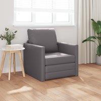 Floor Sofa Bed 2-in-1 Grey 74x77x81 cm Faux Leather