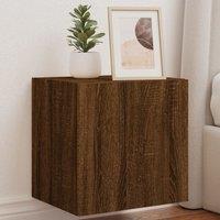 Berkfield Home TV Wall Cabinet with LED Lights Brown Oak 40.5x35x40 cm