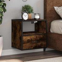 Berkfield Home Wall-mounted Bedside Cabinet Smoked Oak 40x31x39.5 cm in Brown