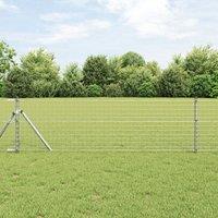 Berkfield Home Fence Posts 52 pcs 32 mm 100 cm Galvanised Steel in Silver