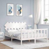 Berkfield Home Bed Frame with Headboard White 140x190 cm Solid Wood