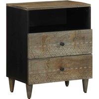 Berkfield Home Bedside Cabinet Light Grey 50x33x60 cm Solid Wood Mango | Size: 50 x 33 x 60 cm