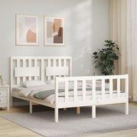 Berkfield Home Bed Frame with Headboard White 140x190 cm Solid Wood