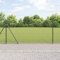 Berkfield Home Welded Wire Fence with 13 Flanged Posts Grey 1x50 m Steel