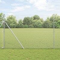 Berkfield Home Welded Wire Fence with 13 Posts 1.6x25 m Galvanised Steel in Silver