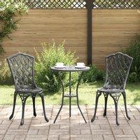 Berkfield Home 3 Piece Garden Bistro Set - Black Cast Aluminum