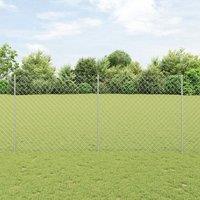 Berkfield Home Chain Link Fence with 20 U Posts Silver 1.4x10 m Steel