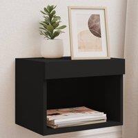 Berkfield Home Bedside Cabinets with LED Lights Wall-mounted 2 pcs Black