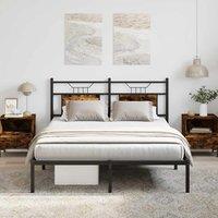 Berkfield Home Bed Frame without Mattress Smoked Oak 137x190 cm Engineered Wood in Brown