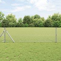 Berkfield Home Fence Post Set With Panels Set of 2 Galvanised steel 25 x 0.5 m in Silver