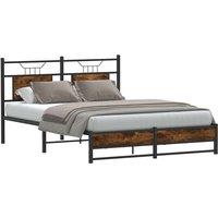 Bed Frame without Mattress Smoked Oak 150x200 cm King Size Engineered Wood
