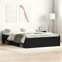 Berkfield Home Bed Frame without Mattress Black Oak 120x200 cm Engineered Wood in Brown | Size: Small Double