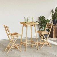 Berkfield Home Outdoor Bar Stools with Footrests 2 pcs Foldable Bamboo in Brown