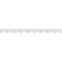Berkfield Home Garden Fence with Spear Top Steel (1-1.25)x15.3 m Black