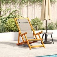 Berkfield Home Folding Beach Chair with Armrests Taupe Acacia Wood & Textilene