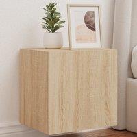 Berkfield Home TV Wall Cabinets with LED Lights 2 pcs Sonoma Oak 40.5x35x40 cm in Brown