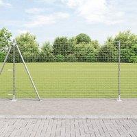 Berkfield Home Fence Posts with Base Plates Set Set of 14 Silver Galvanised steel