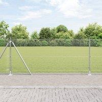 Berkfield Home Welded Wire Fence with 13 Flanged Posts 0.8x50 m Galvanised Steel in Silver