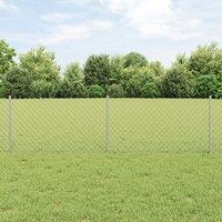 Chain Link Fence with 22 U Posts Silver 0.6x25 m Steel