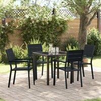 Berkfield Home 5 Piece Garden Dining Set Black HDPE